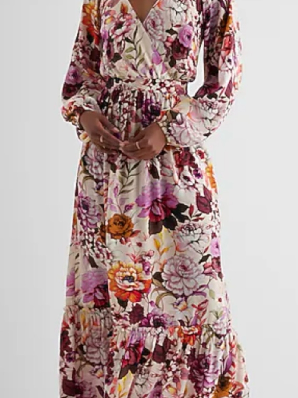 Express Floral Maxi Dress in Pink, Burgundy & Orange - Picture 3 of 8